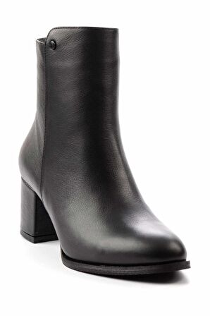 Siyah Hakiki Deri Kadın Bot & Bootie K02208020903
