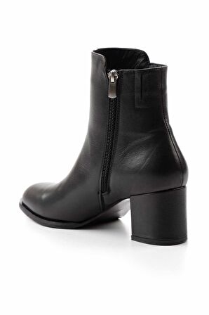 Siyah Hakiki Deri Kadın Bot & Bootie K02208020903