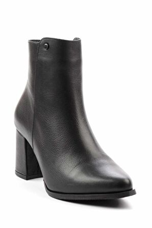 Siyah Hakiki Deri Kadın Bot & Bootie K02208021203