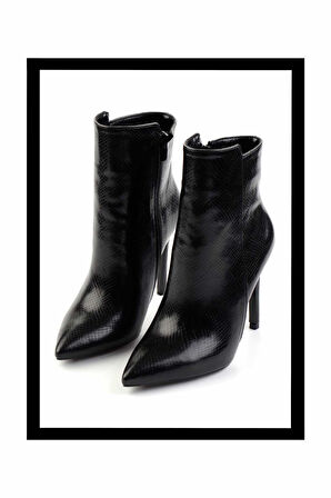 Siyah Yılan  Kadın Bot & Bootie K02209740507