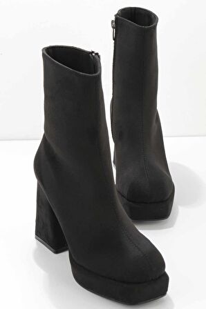 Bambi Siyah Süet  Kadın Bot & Bootie K02215290202