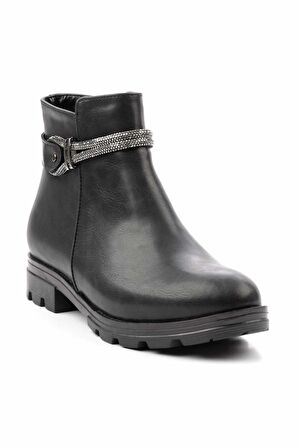 Siyah Lame Taşlı  Kadın Bot & Bootie K02216012109