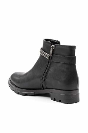 Siyah Lame Taşlı  Kadın Bot & Bootie K02216012109