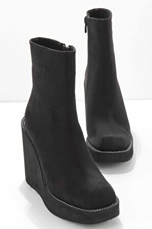 Bambi Siyah Süet  Kadın Bot & Bootie K02226100802