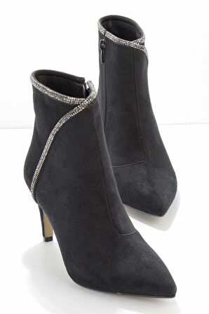 Bambi Siyah Süet  Kadın Bot & Bootie K02226111202
