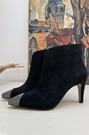 Bambi Siyah Süet  Kadın Bot & Bootie K02226111302