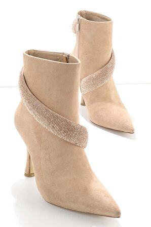 Bambi Bej Süet  Kadın Bot & Bootie K02229008502