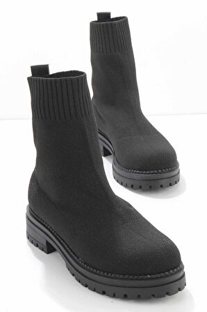 Bambi Siyah Triko  Kadın Bot & Bootie K02246150382