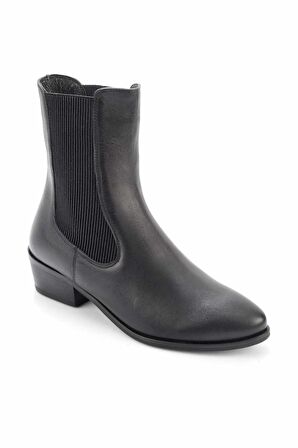 Bambi Siyah Hakiki Deri Kadın Bot & Bootie K02264195203