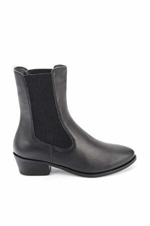 Bambi Siyah Hakiki Deri Kadın Bot & Bootie K02264195203