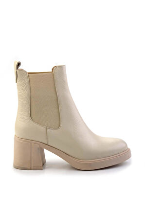 Bej Hakiki Deri Kadın Bot & Bootie K02274320503