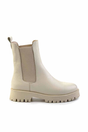 Bej Hakiki Deri Kadın Bot & Bootie K02274321003