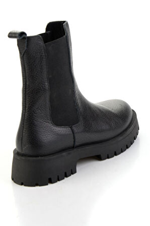 Siyah Hakiki Deri Kadın Bot & Bootie K02274321003