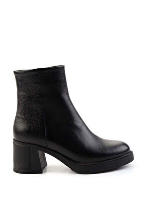 Siyah Hakiki Deri Kadın Bot & Bootie K02274068003