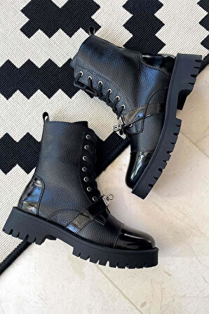 Siyah Siyah Leather Kadın Bot & Bootie K02274320303