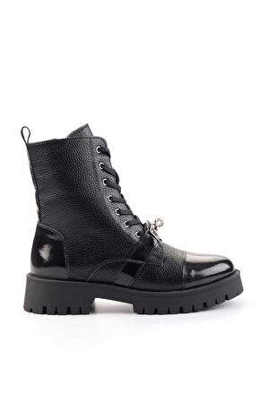 Siyah Siyah Leather Kadın Bot & Bootie K02274320303