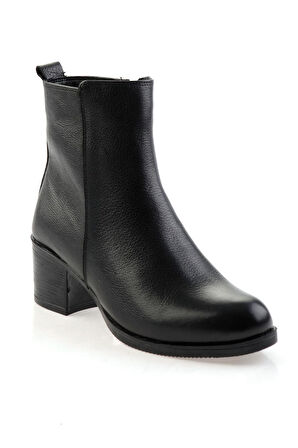 Siyah Hakiki Deri Kadın Bot & Bootie K02286001103