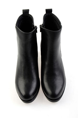 Siyah Hakiki Deri Kadın Bot & Bootie K02286001103