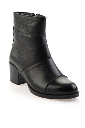 Siyah Hakiki Deri Kadın Bot & Bootie K02286001703