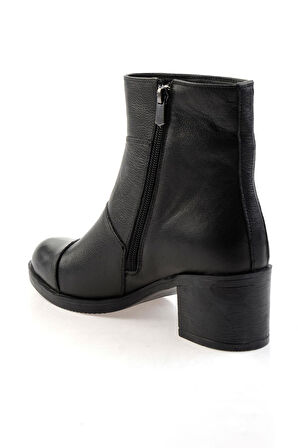 Siyah Hakiki Deri Kadın Bot & Bootie K02286001703