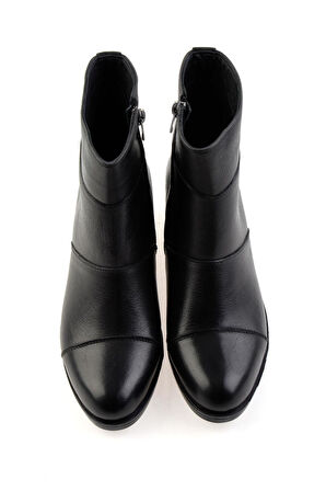 Siyah Hakiki Deri Kadın Bot & Bootie K02286001703