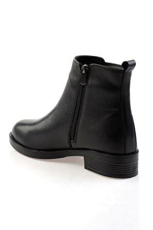 Siyah Hakiki Deri Kadın Bot & Bootie K02286011103