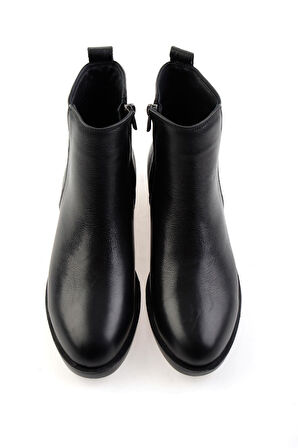 Siyah Hakiki Deri Kadın Bot & Bootie K02286011103