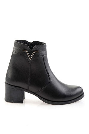 Siyah Hakiki Deri Kadın Bot & Bootie K02286701303