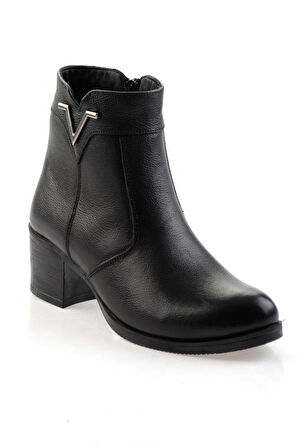Siyah Hakiki Deri Kadın Bot & Bootie K02286701303