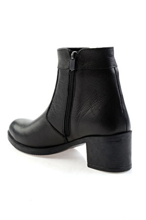 Siyah Hakiki Deri Kadın Bot & Bootie K02286701303