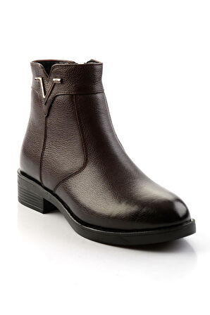Kahve Hakiki Deri Kadın Bot & Bootie K02286001303