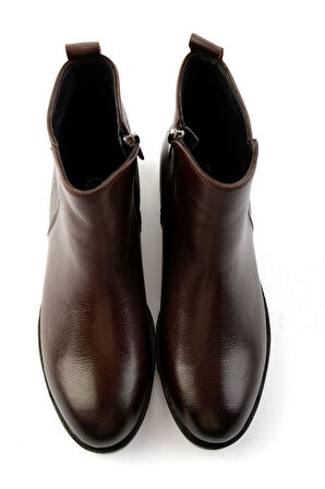 Kahve Hakiki Deri Kadın Bot & Bootie K02286011103