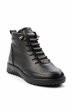 Siyah Hakiki Deri Kadın Bot & Bootie K02331376203
