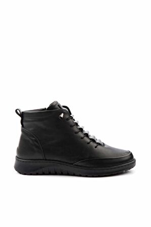 Siyah Hakiki Deri Kadın Bot & Bootie K02331376203