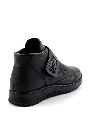Siyah Hakiki Deri Kadın Bot & Bootie K02331800503