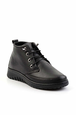 Siyah Hakiki Deri Kadın Bot & Bootie K02331800903