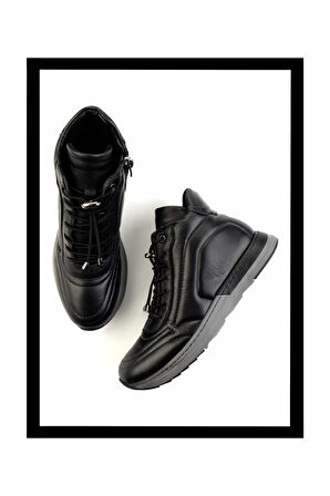 Siyah Hakiki Deri Kadın Bot & Bootie K02331802003