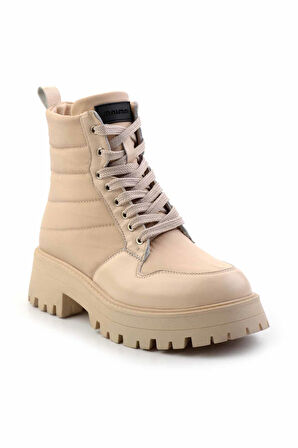 Bej Hakiki Deri Kadın Bot & Bootie K02351320503