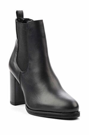 Siyah Hakiki Deri Kadın Bot & Bootie K02351310103