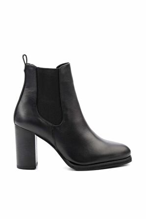 Siyah Hakiki Deri Kadın Bot & Bootie K02351310103