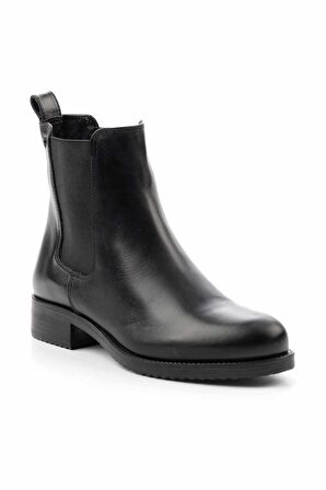 Siyah Hakiki Deri Kadın Bot & Bootie K02351116403