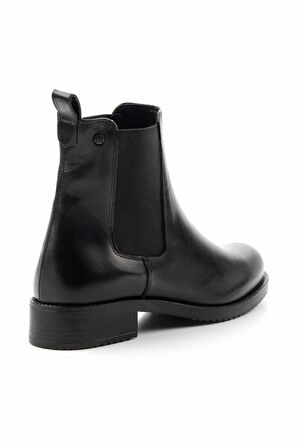 Siyah Hakiki Deri Kadın Bot & Bootie K02351116403