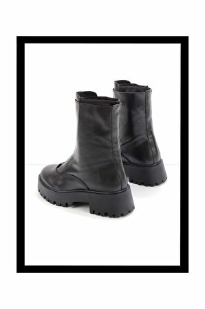 Siyah Hakiki Deri Kadın Bot & Bootie K02351314703