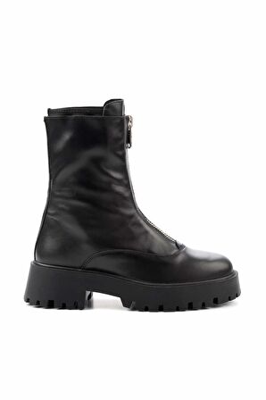 Siyah Hakiki Deri Kadın Bot & Bootie K02351314703