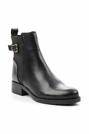 Siyah Hakiki Deri Kadın Bot & Bootie K02351314803