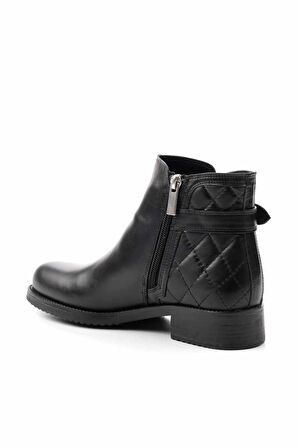 Siyah Hakiki Deri Kadın Bot & Bootie K02351314903