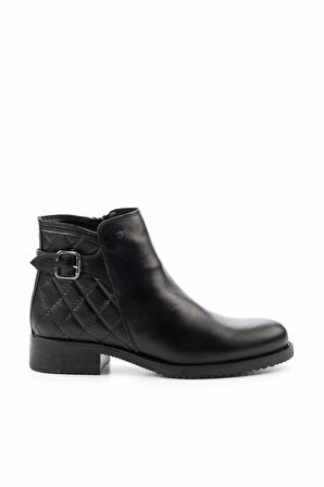 Siyah Hakiki Deri Kadın Bot & Bootie K02351314903