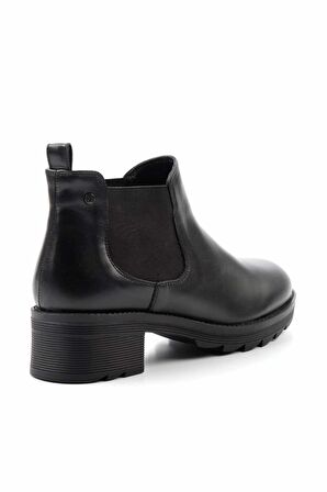 Siyah Hakiki Deri Kadın Bot & Bootie K02351315503