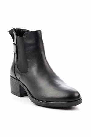 Siyah Hakiki Deri Kadın Bot & Bootie K02351311803
