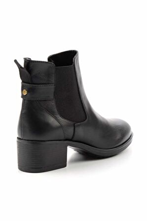 Siyah Hakiki Deri Kadın Bot & Bootie K02351311803